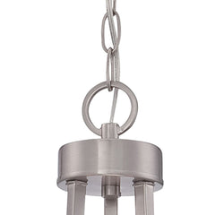 Chandelier, 3-Light, Brushed Nickel Metal with Clear and Etched White Glass Shades