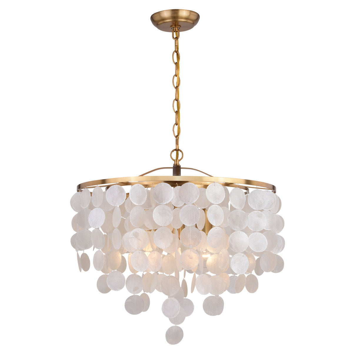 Chandelier, 3-Light, Cream Shell Shade with Metal Fixture
