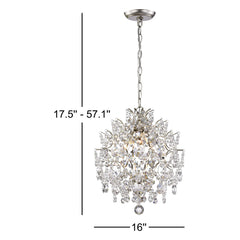 Chandelier, 3-Light Iron with Crystal Accents in Brushed Champagne