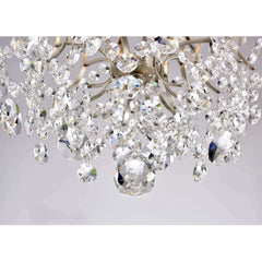 Chandelier, 3-Light Iron with Crystal Accents in Brushed Champagne