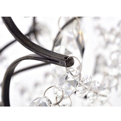Chandelier, 3-Light Sphere in Antique Black Metal with Crystal Accents