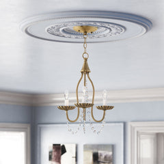 Chandelier, 3-Light Steel Frame with Crystal Accents in Silver