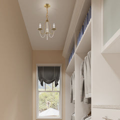 Chandelier, 3-Light Steel Frame with Crystal Accents in Silver