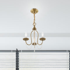 Chandelier, 3-Light Steel Frame with Crystal Accents in Silver