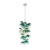 Chandelier, 3-Light with Glass Bubble Shades in White