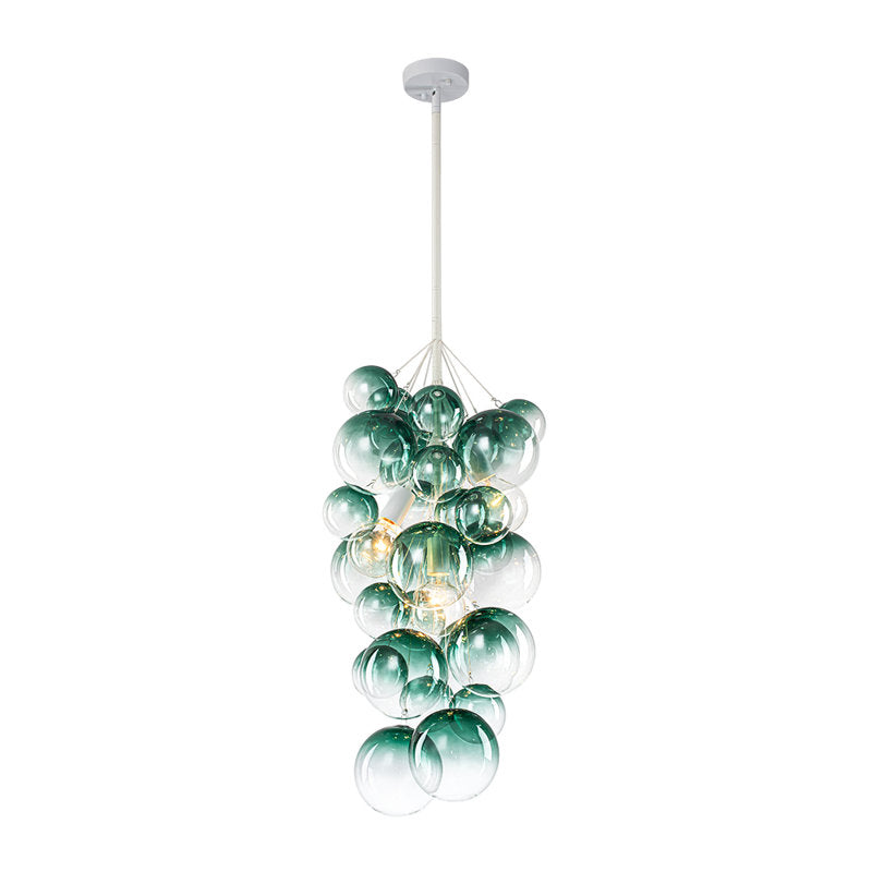 Chandelier, 3-Light with Glass Bubble Shades in White