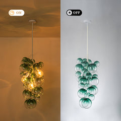 Chandelier, 3-Light with Glass Bubble Shades in White