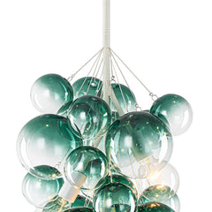 Chandelier, 3-Light with Glass Bubble Shades in White