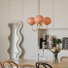 Chandelier, 3 Lights, Frosted Glass with Brass Finish