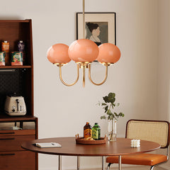 Chandelier, 3 Lights, Frosted Glass with Brass Finish