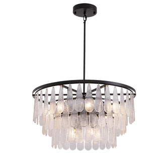 Chandelier, 3-Tier 12-Light Fixture with White Glass Shade