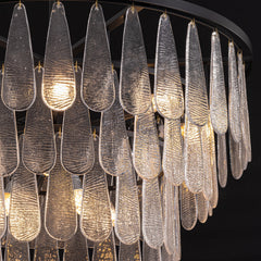 Chandelier, 3-Tier 12-Light Fixture with White Glass Shade