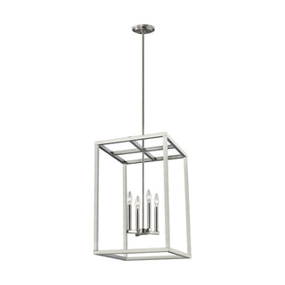 Chandelier, 4-Light Metal Lantern in Brushed Nickel