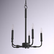 Chandelier, 5-Light Candelabra Style in Matte Black Steel