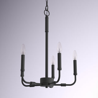 Chandelier, 5-Light Candelabra Style in Matte Black Steel