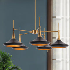 Chandelier, 5-Light Dimmable with Metal Shades