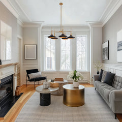 Chandelier, 5-Light Dimmable with Metal Shades