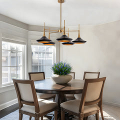 Chandelier, 5-Light Dimmable with Metal Shades
