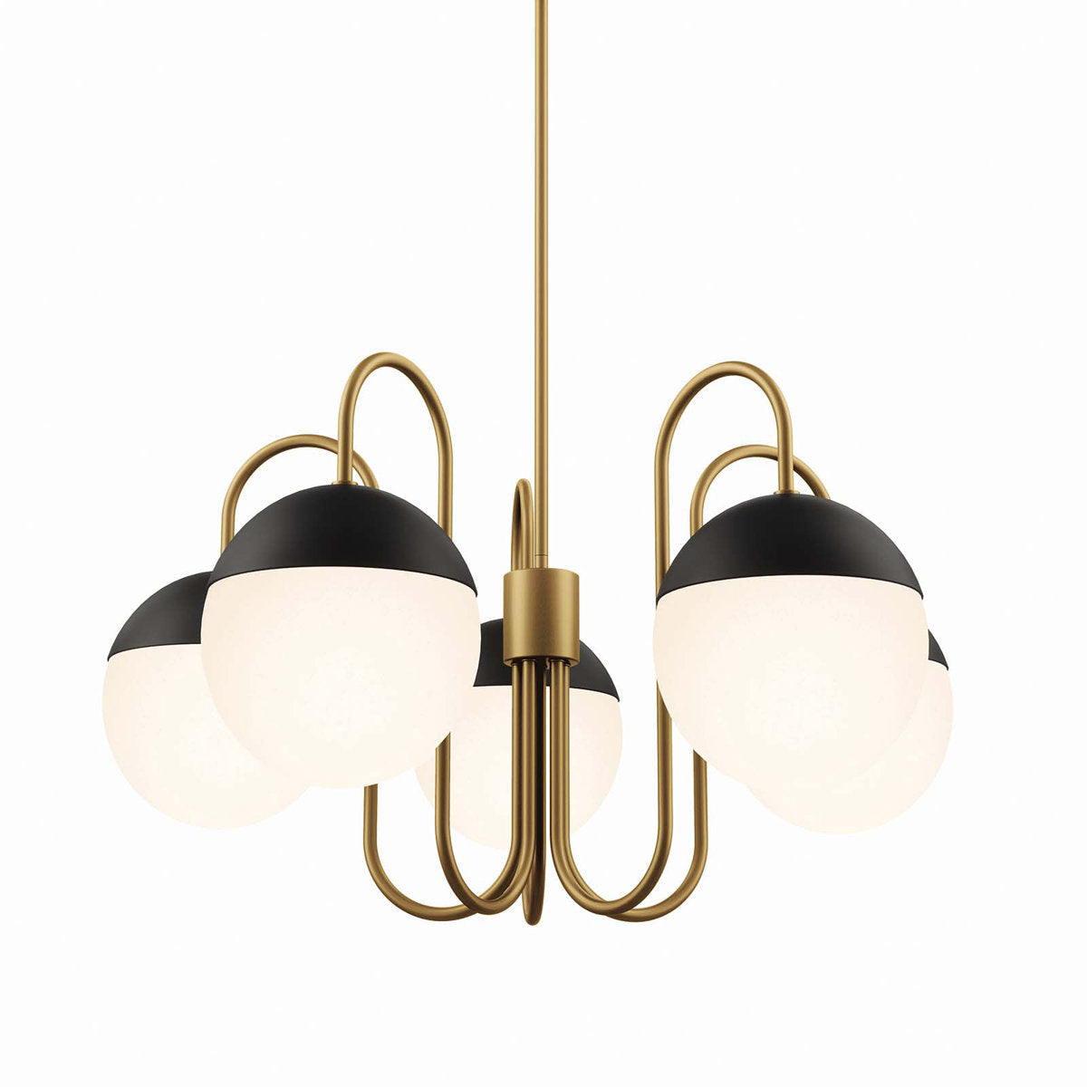 Chandelier, 5-Light, Frosted Glass Shades with Metal Bases