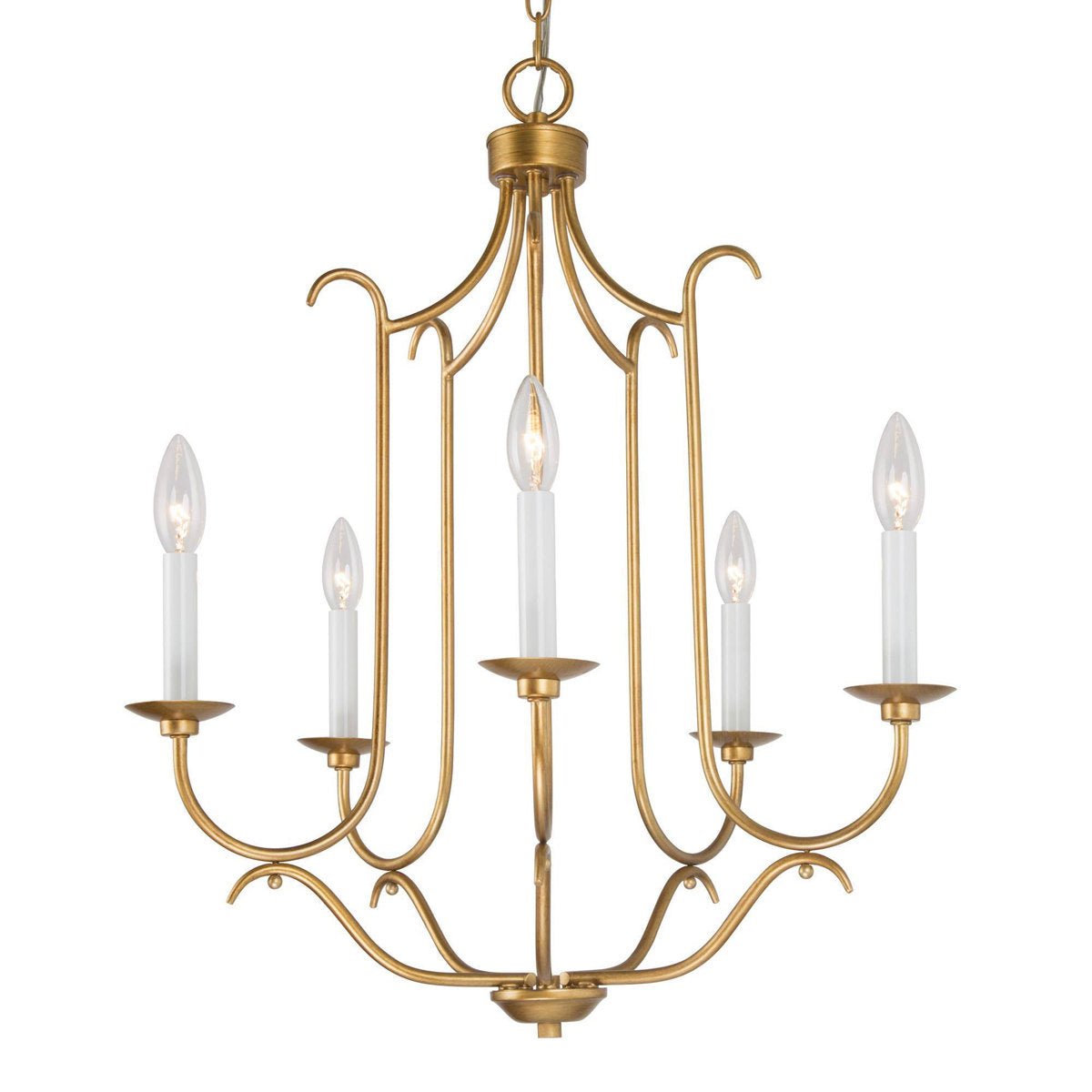 Chandelier, 5-Light Metal Candle Style with Adjustable Chain