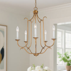 Chandelier, 5-Light Metal Candle Style with Adjustable Chain