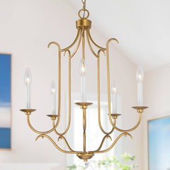 Chandelier, 5-Light Metal Candle Style with Adjustable Chain