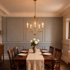 Chandelier, 5-Light Metal Candle Style with Adjustable Chain