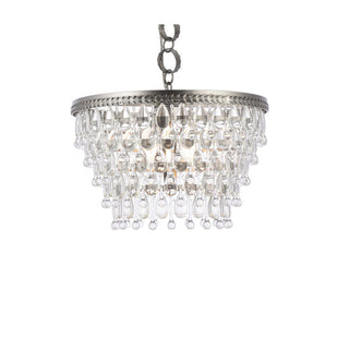 Chandelier, 5-Light Tiered Crystal in Antique Silver Metal