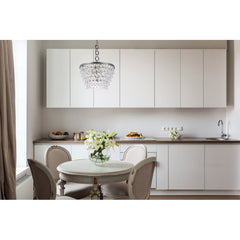 Chandelier, 5-Light Tiered Crystal in Antique Silver Metal