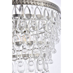 Chandelier, 5-Light Tiered Crystal in Antique Silver Metal