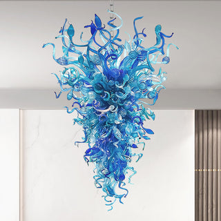 Chandelier, 5 Lights with Hand-Blown Glass and Stainless Steel Finish