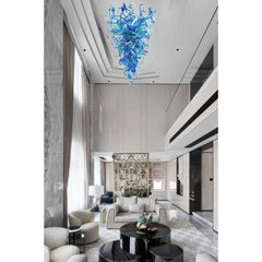 Chandelier, 5 Lights with Hand-Blown Glass and Stainless Steel Finish