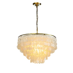 Chandelier, 5-Tier Capiz Shell Shade in White