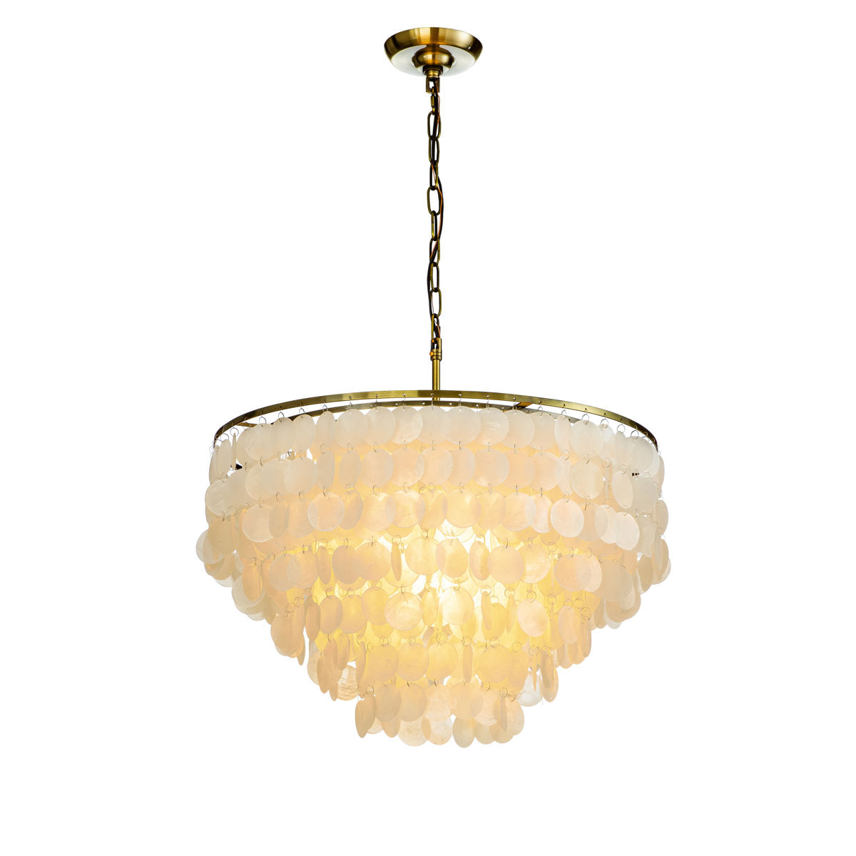 Chandelier, 5-Tier Capiz Shell Shade in White