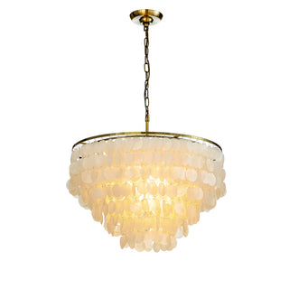 Chandelier, 5-Tier Capiz Shell Shade in White