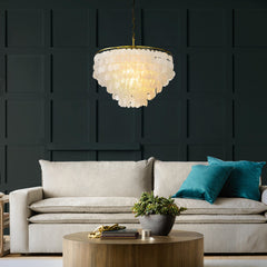 Chandelier, 5-Tier Capiz Shell Shade in White