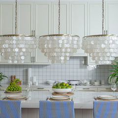 Chandelier, 5-Tier Capiz Shell Shade in White