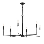 Chandelier, 6-Light Candle Style in Matte Black Steel