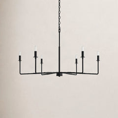 Chandelier, 6-Light Candle Style in Matte Black Steel
