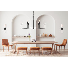 Chandelier, 6-Light Candle Style in Matte Black Steel
