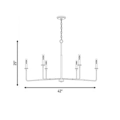 Chandelier, 6-Light Candle Style in Matte Black Steel