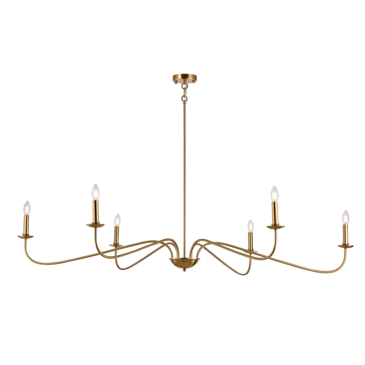 Chandelier, 6-Light Candle Style, Metal with Downrod