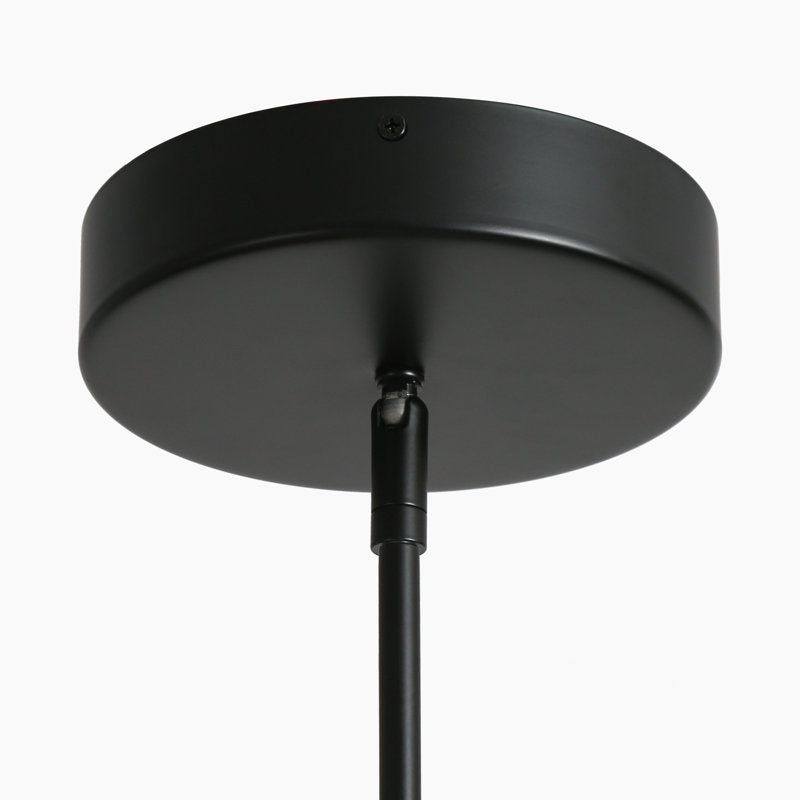 Chandelier, 6-Light, Matte Black and Brass with Frosted Glass Globes