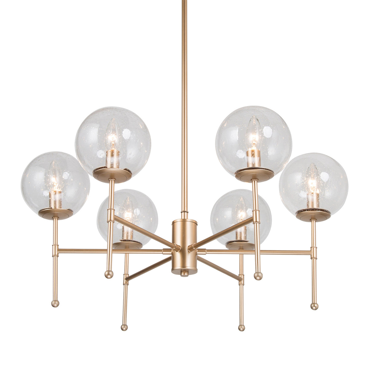 Chandelier, 6-Light, Metal with Clear Glass Shades