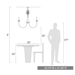 Chandelier, 6-Light, Steel with Adjustable Chain Height