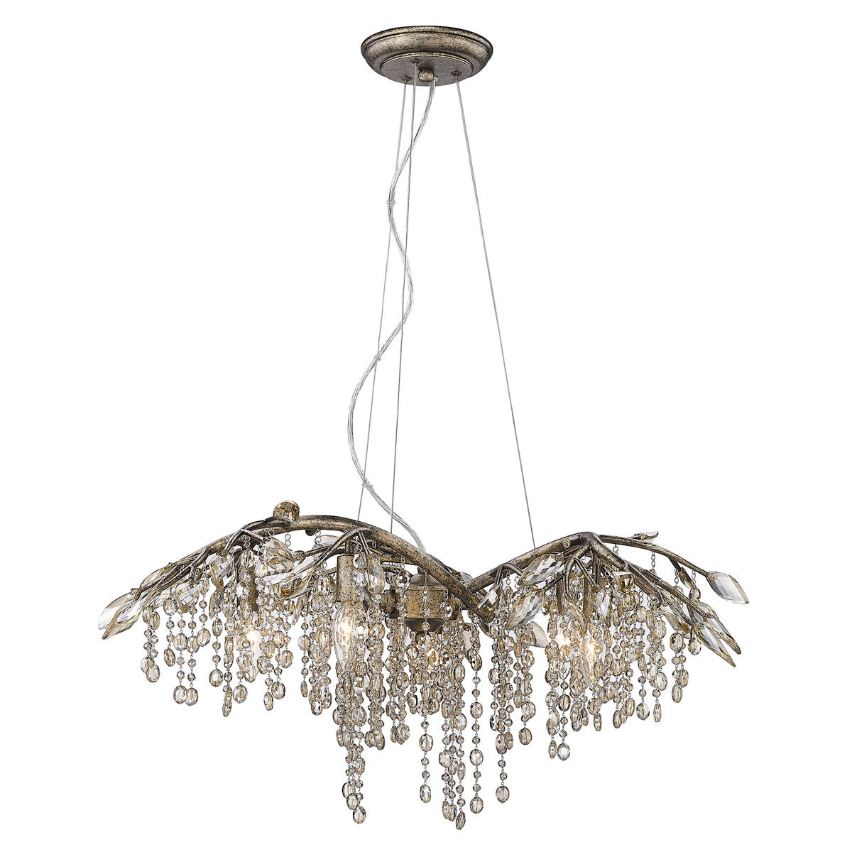 Chandelier, 6-Light Steel with Crystal and Adjustable Height