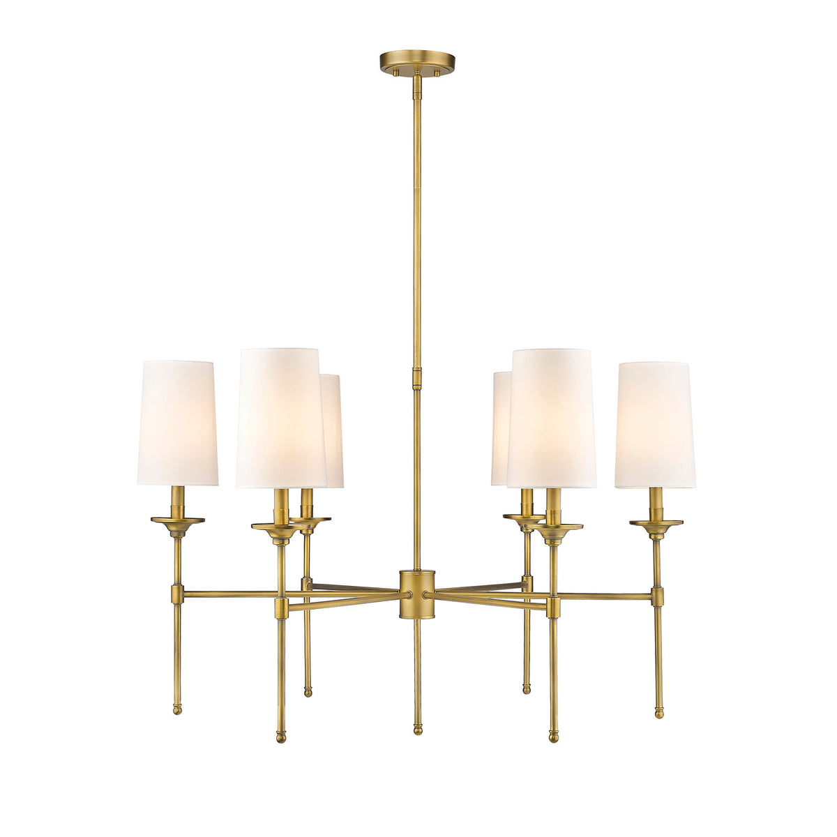 Chandelier, 6-Light, White Metal with White Shades