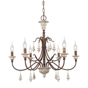 Chandelier, 6-Light, Wood and Metal with Adjustable Chain