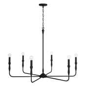 Chandelier, 6 Lights, 41 in W with White Fabric Drum Shades