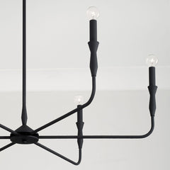 Chandelier, 6 Lights, 41 in W with White Fabric Drum Shades